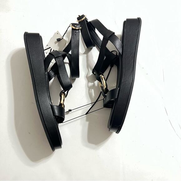 Zara Black Sandals with Gold Buckle - Picture 8 of 15